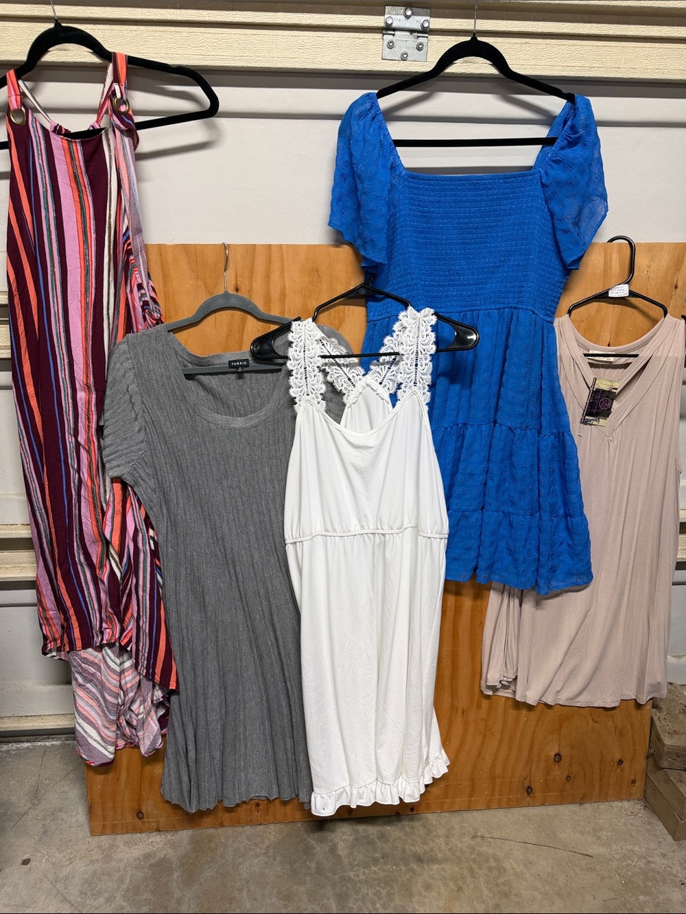 torrid and Various 5 dresses bundle White Lace-Trim Cami Dress with Ruffled Hem